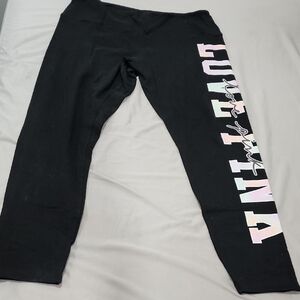 PINK Victoria's Secret Black Leggings with Pastel Print